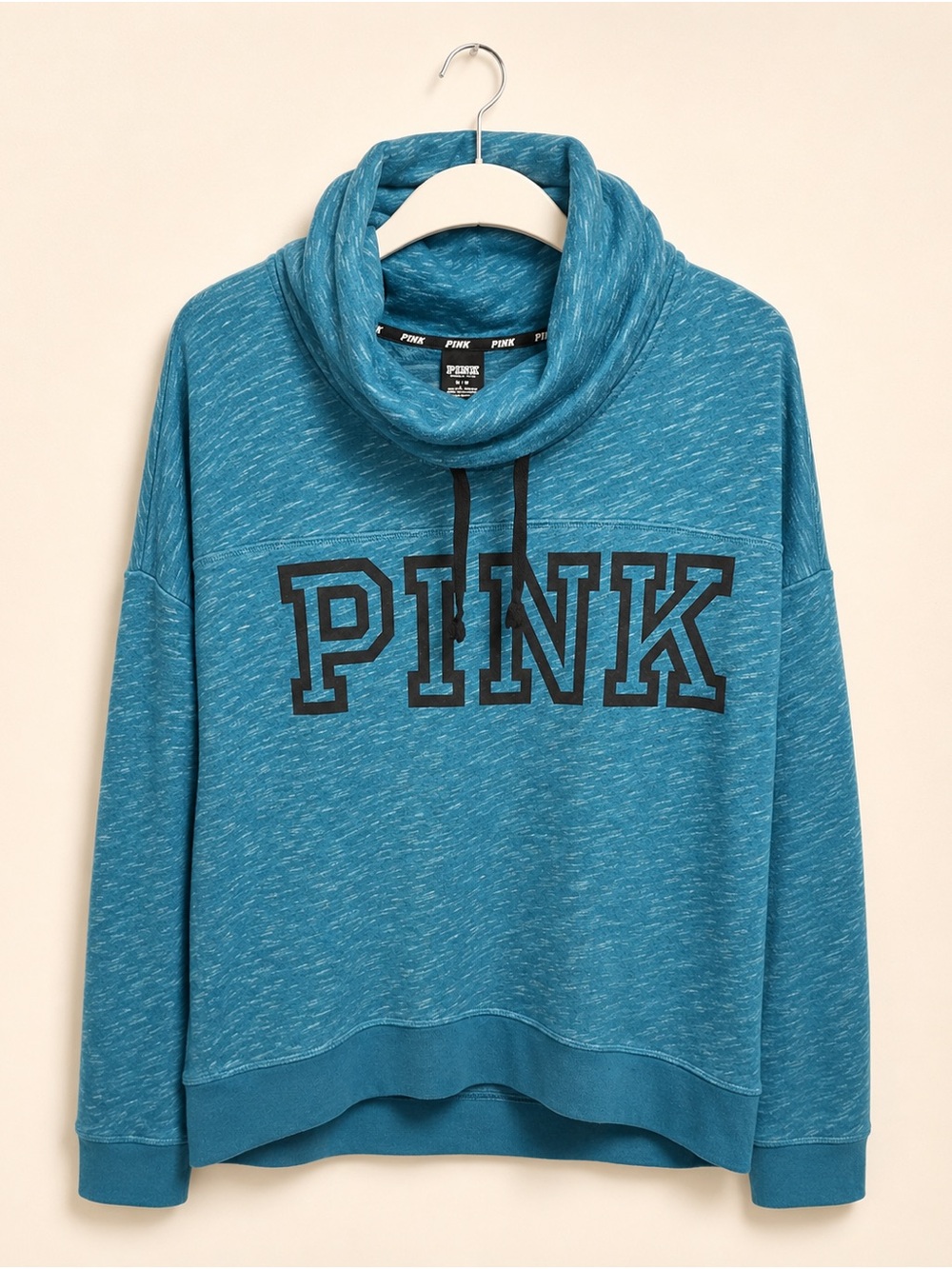 PINK Victoria's Secret Women's Teal Cowl-Neck Sweatshirt Sz M